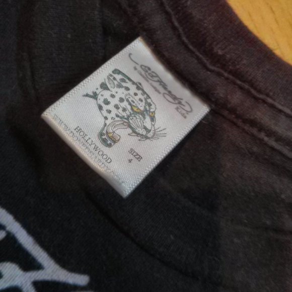 Black Ed Hardy Kids Tshirt Size4-6 - Picture 2 of 2